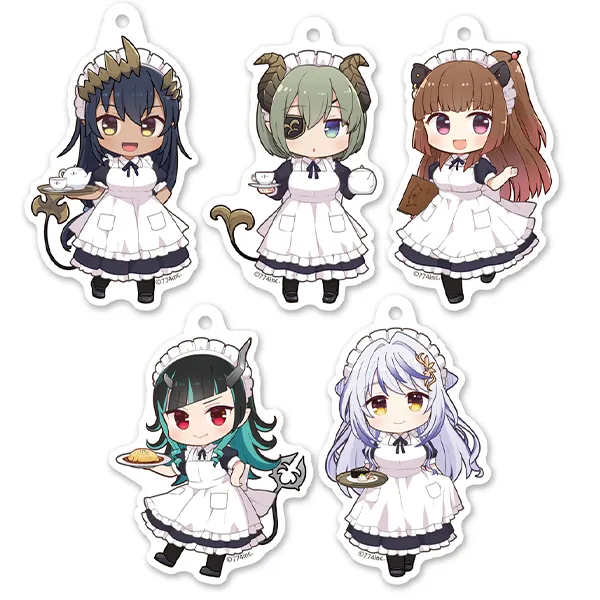 島村シャルロット・堰代ミコ・柚原いづみ・獅子王クリス・瑚白ユリ ミニアクリルキーホルダー5個セット キュアメイドカフェver.